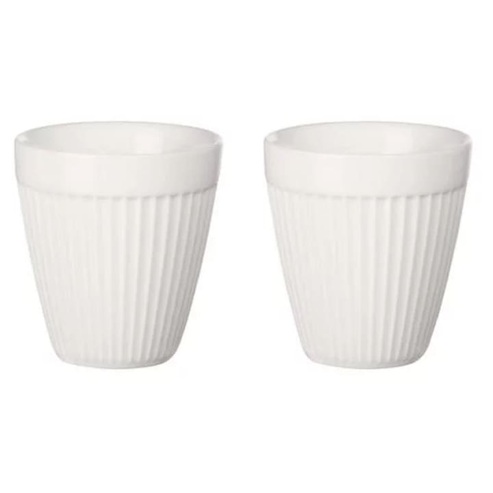 Set cani termoizolante - Espresso Striped, 80 ml, 2 buc., Portelan, Alb