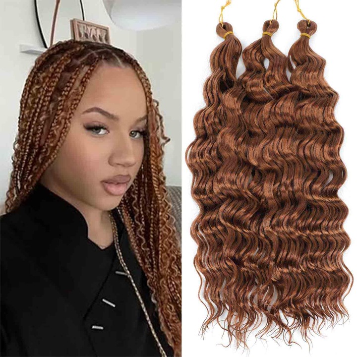 Extensii par crosetate 60 cm, deep wave, 3 pachete, nuanta 30