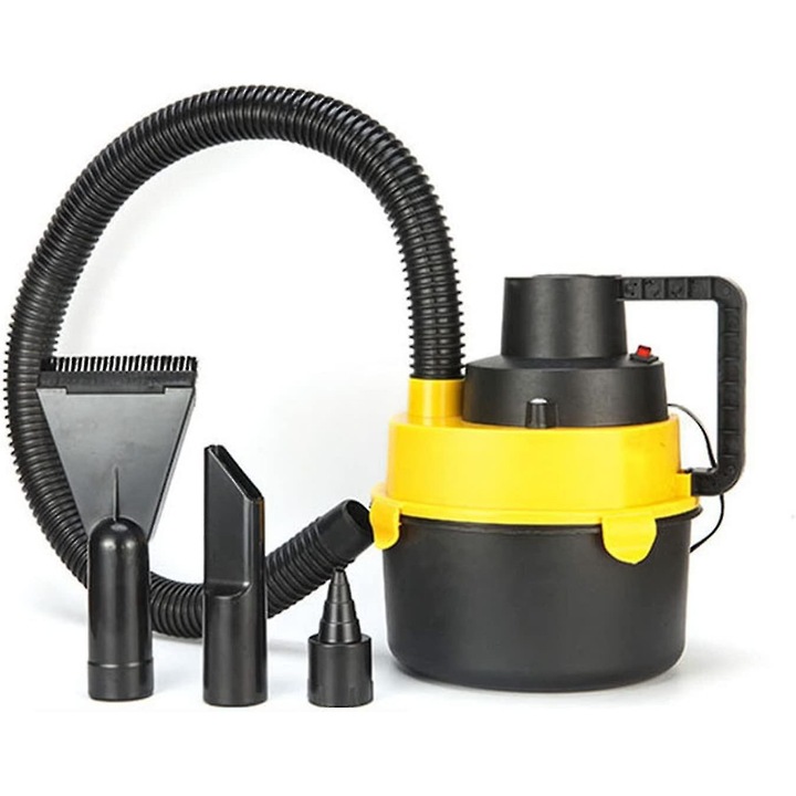 Aspirator auto portabil umed si uscat, putere mare, 12V, 24.5x19.5x24cm, accesorii incluse