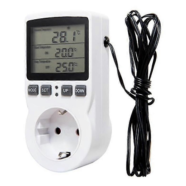Termostat Digital Control Temperatura, 16A, 220V, senzor extern, interval temperatura -40~120C