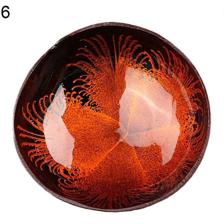 Bol din nuca de cocos cu model stropit, decor pentru casa, 12-15cm x 4.5-6.5cm