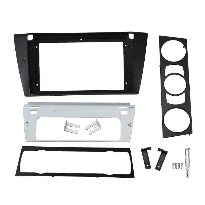 Kit instalare radio auto 9 inch, negru, pentru BMW E90 E91 E92 E93, set 3 panouri + suport panou