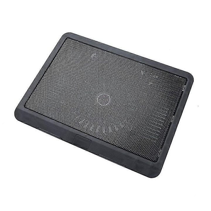 Racitor laptop, 14 cm, negru, 330x250x25cm, cu LED-uri albastre, cu hub USB dual
