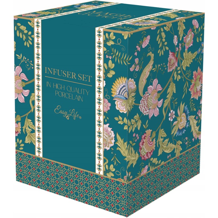 Cana cu infuzor si capac - Magie D'Orient, Portelan, Verde