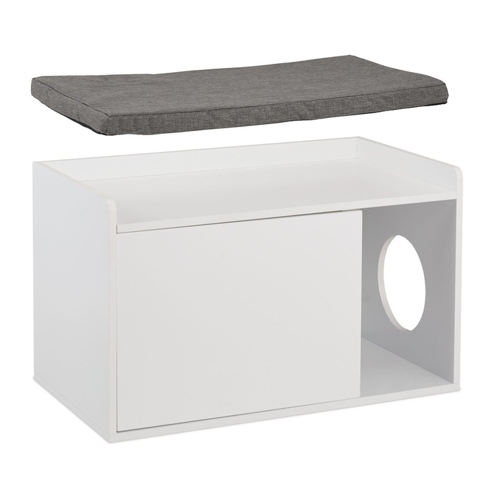 Dulap pentru litiera pentru pisici cu banca