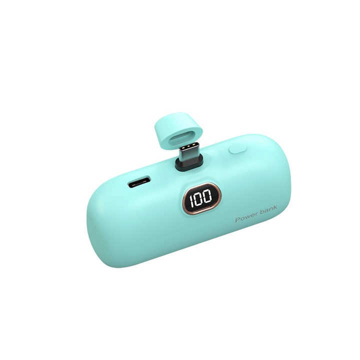 Външна преносима батерия, SYJSHUANGXI, SYJ-C003, 5000mAh, Mini Power Bank, Съвместима с телефони Android и iPhone 15/16/17, Стабилен изход Type-C 5V/2A