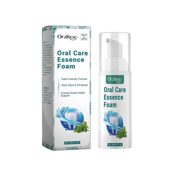 Fogfehérítő és tisztító hab, Oralhoe, fokhagyma és menta kivonat, 60ml
