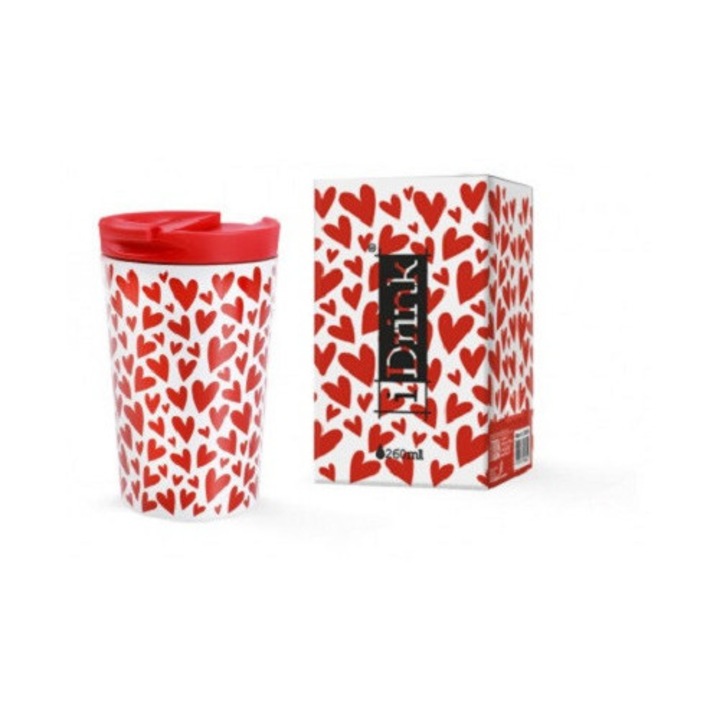 Cana de voiaj - Follow Your Heart, Inox, Multicolor