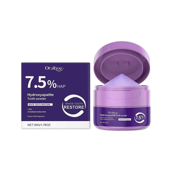 Fehérítő fogpor, ORALHOE, 50g, eltávolítja a foltokat, friss lehelet