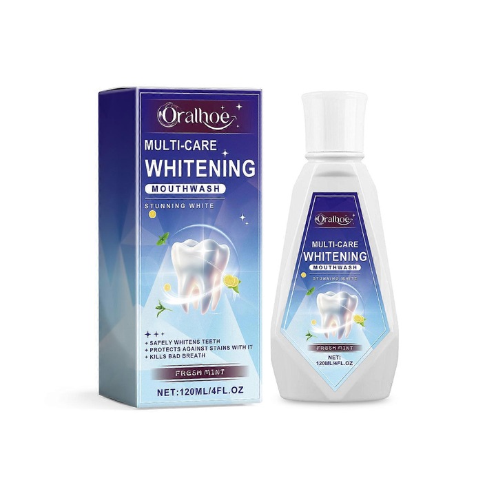 Oralhoe Triple Action Whitening szájvíz, citrom kivonattal és xilittel, alkoholmentes