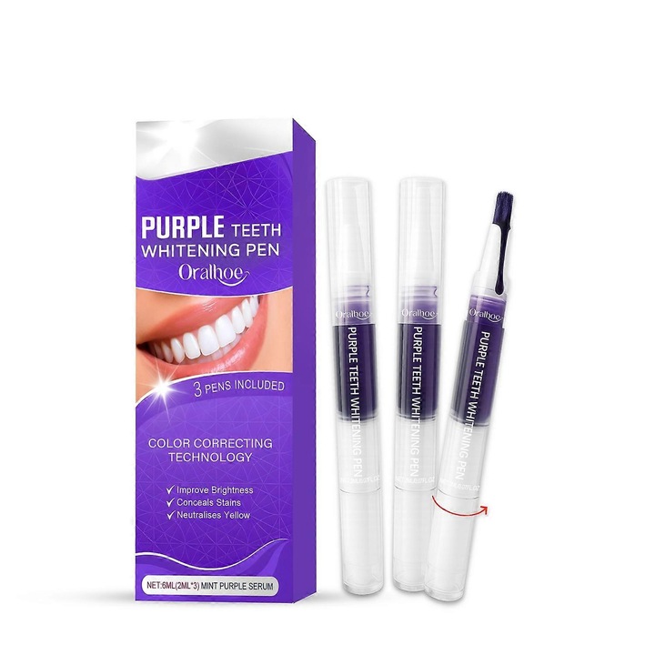 Oralhoe fogfehérítő toll, 6ml, hordozható kivitel, precíz alkalmazás, lila