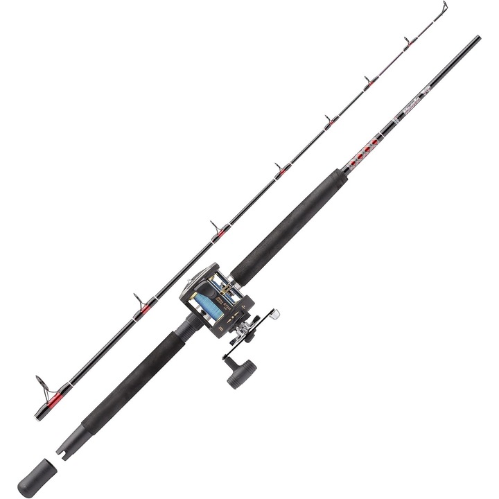 Set Combo Lanseta si Mulineta Multiplicatoare Abu Garcia Muscle Tip pentru Pescuit pe Barca – Pentru Pescuit in Marea/Apa Sarata: Cod, Biban, Pollock, Macrou