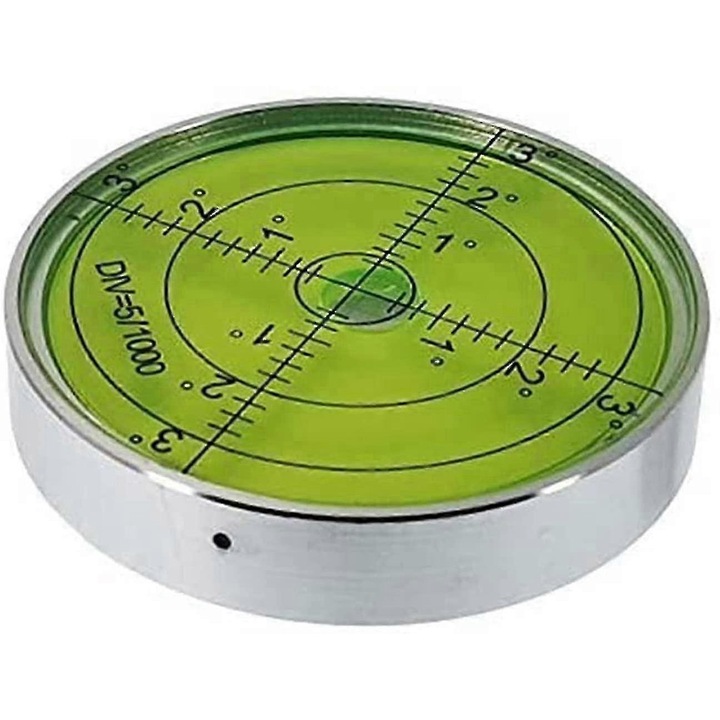 Inclinometru rotund din aluminiu cu magnet, 60mm, precizie inalta, 60x12mm, culoare argintie