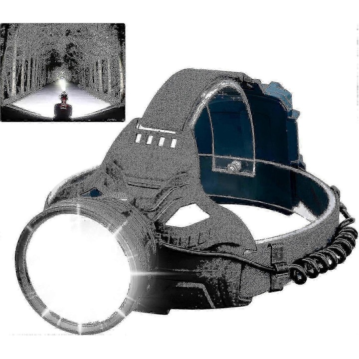 Lanterna LED reincarcabila, 90.000 lumeni, 90 grade ajustabila, 4 moduri, impermeabil IPX5, pentru adulti