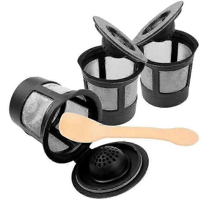 Set 3 filtre de cafea reutilizabile, negru, pentru aparate Keurig