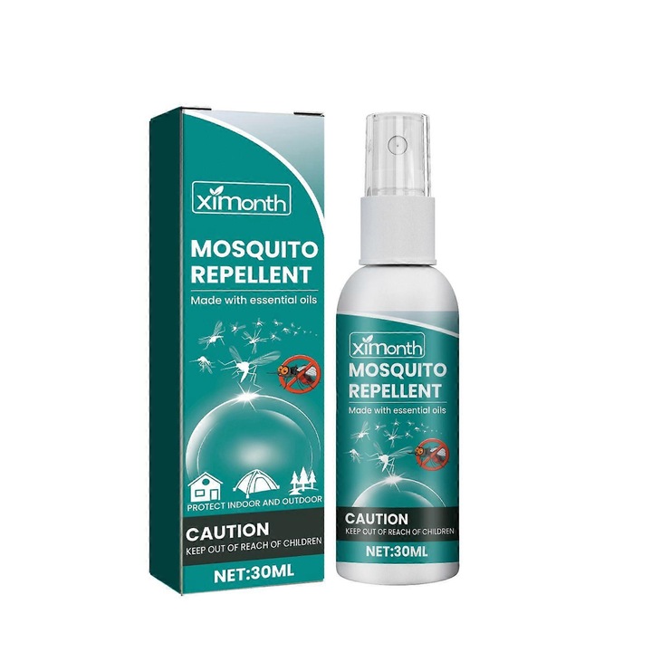 Spray repelent natural pentru tantari Ximonth, 30ml, efect rapid, sigur pentru interior si exterior