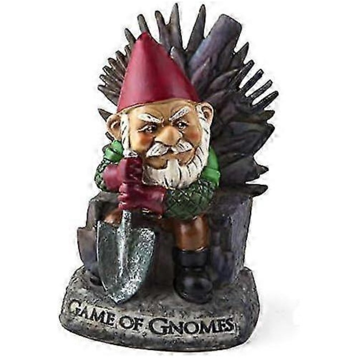 Kerti gnóm szobor, Game of Gnomes, gyantából, dekoratív, UV-álló