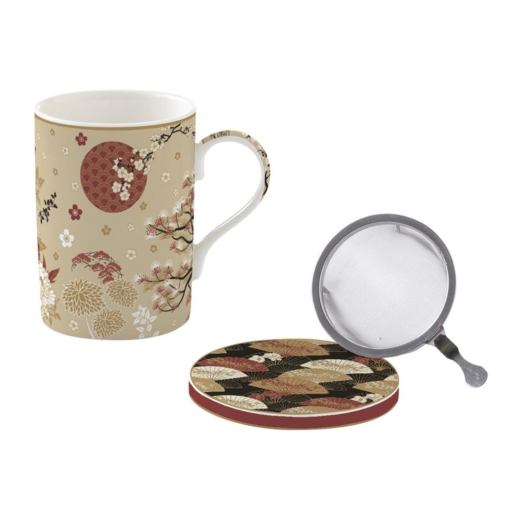 Cana cu infuzor si capac - Kimono, Portelan, Maro