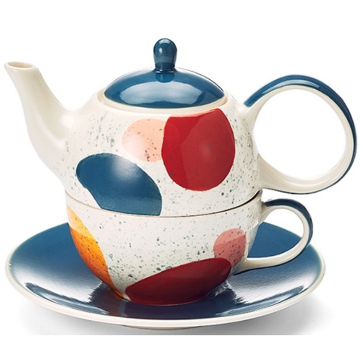 Ceainic cu ceasca - Tea for one - Lynnea, Multicolor, Ceramica, 600 ml