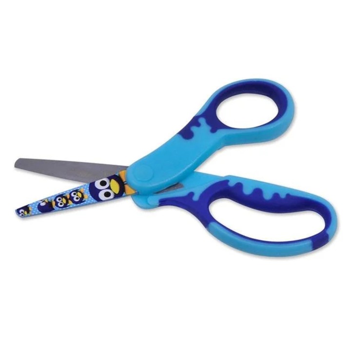 Foarfeca pentru copii cu model pinguini 13cm albastra