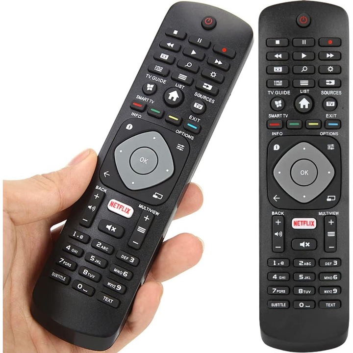Telecomanda universala pentru televizoare, compatibila cu modele Philips, buton Netflix, dimensiuni compacte