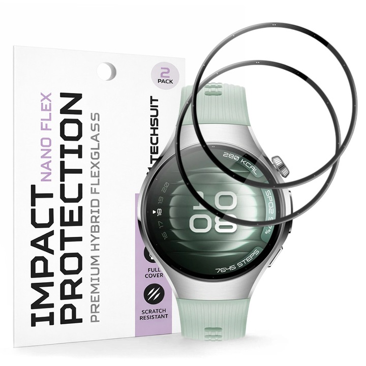 Folie pentru Huawei Watch 5 42mm (set 2) - Techsuit Nano Flex - Black
