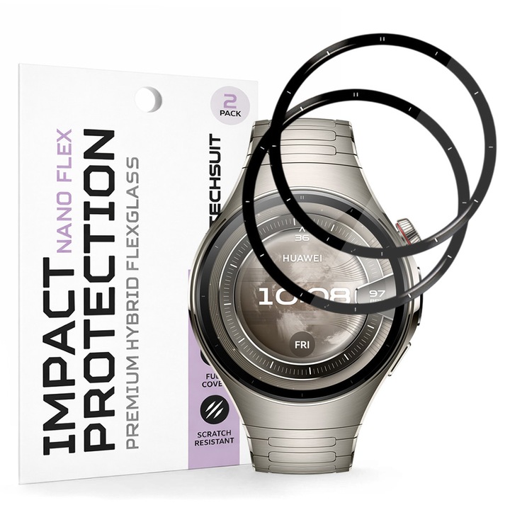Folie pentru Huawei Watch 5 46mm (set 2) - Techsuit Nano Flex - Black