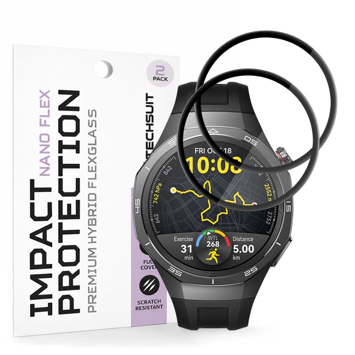 Folie pentru Huawei Watch GT 5 Pro 46mm (set 2) - Techsuit Nano Flex - Black
