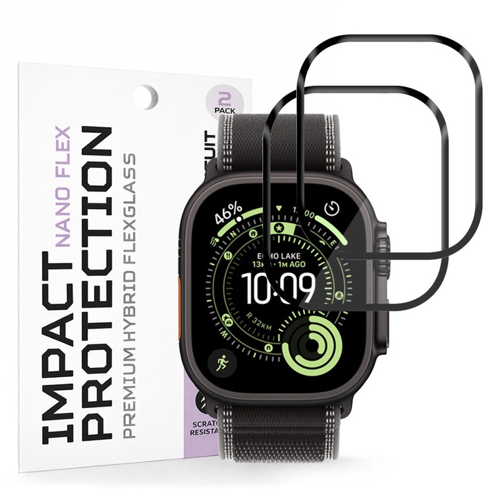 Folie pentru Apple Watch Ultra / Ultra 2 / Ultra 3 (set 2) - Techsuit Nano Flex - Black