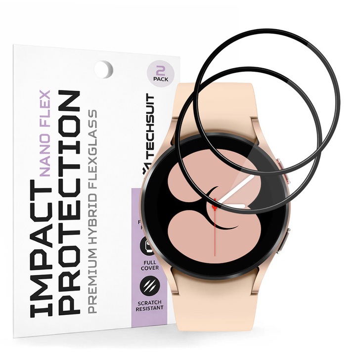 Folie pentru Samsung Galaxy Watch4 40mm (set 2) - Techsuit Nano Flex - Black