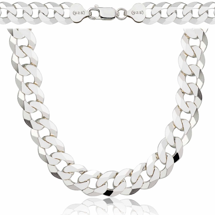 Lant de argint pentru barbati, 925, impletitura tip zale, latime 9, 5 mm, 55cm