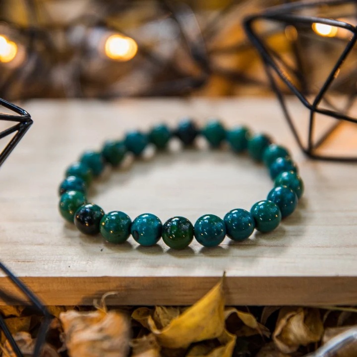 Bratara cu pietre semipretioase, Pheonix Stone Royal Green, pentru barbati, margele de 8 mm