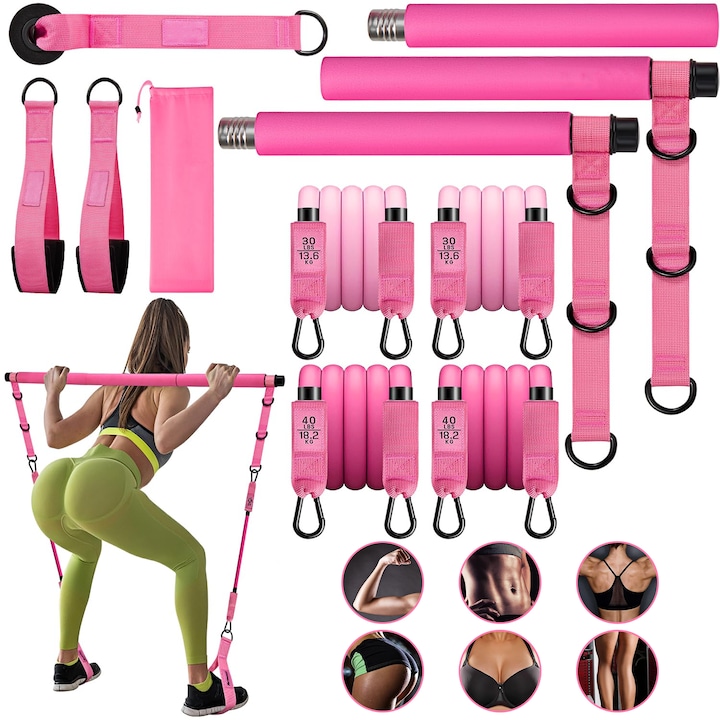 Wacorresi® Pilates rúd szett, Pilates kiegészítő szett, 30lbs és 40lbs, Otthoni edzéshez