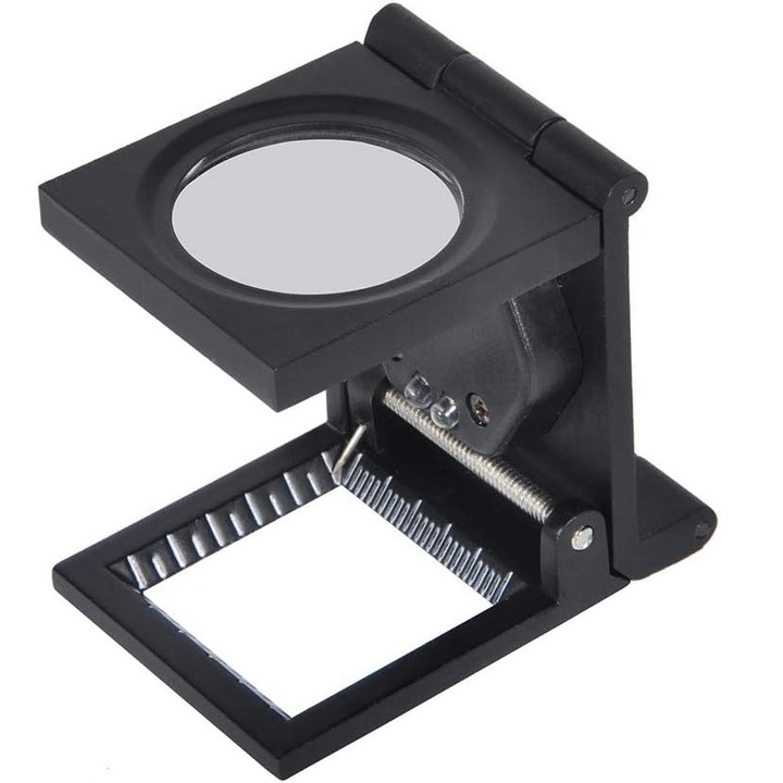 Lupa pliabila 10x cu LED, pentru textile, dimensiuni compacte