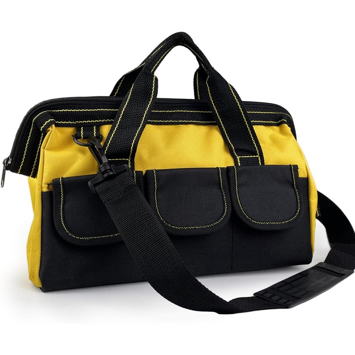 Geanta de unelte, multiple buzunare, capacitate mare, galben si negru, 31x21x22cm