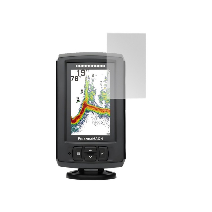 Humminbird PiranhaMax 4 szonár védőfólia, NaviArmor Ultra-Matte Pro, tükröződésmentes, Nano-Shield technológia, ütés- és karcolásvédelem, maximális láthatóság erős napfényben, oleofób réteg, megakadályozza a vízkőfoltok képződését, matt