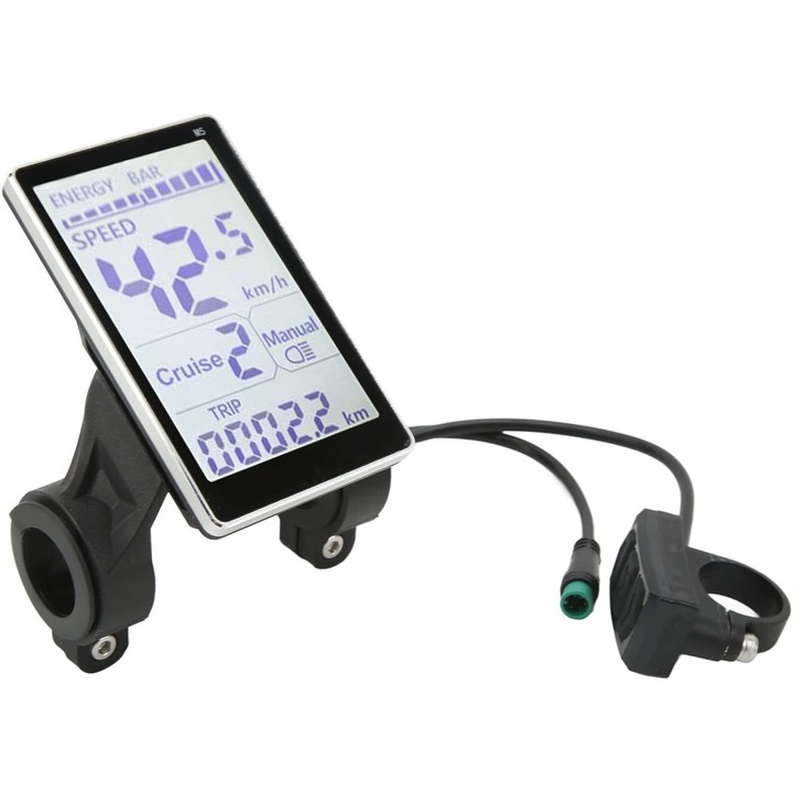 LCD kijelző elektromos kerékpárhoz, 5 tűs, vízálló, 31.8x22.2mm