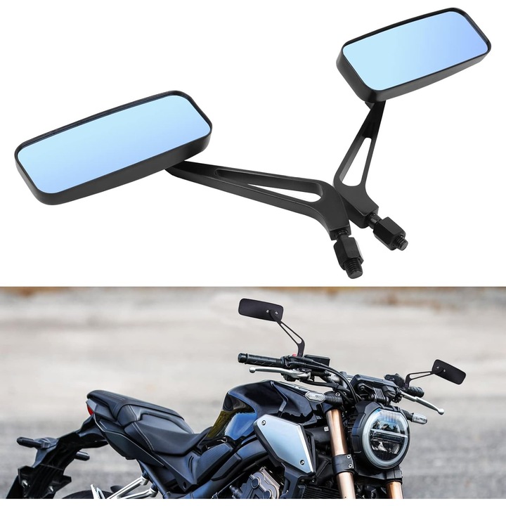 Oglinzi laterale rectangulare 8mm si 10mm pentru motociclete, set, design clasic, 4.5x2 inch