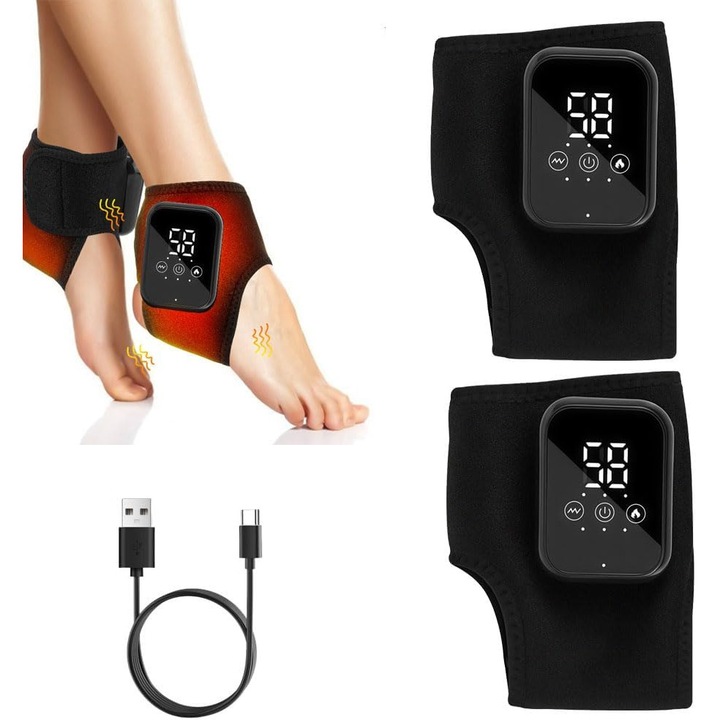 Set de aparate de masaj pentru picioare, 5 moduri de terapie cu caldura infrarosie, 3 moduri de vibratie, portabil, reincarcabil