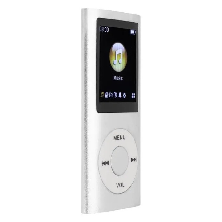 Player MP3, 64GB, calitate audio fara pierderi, argintiu