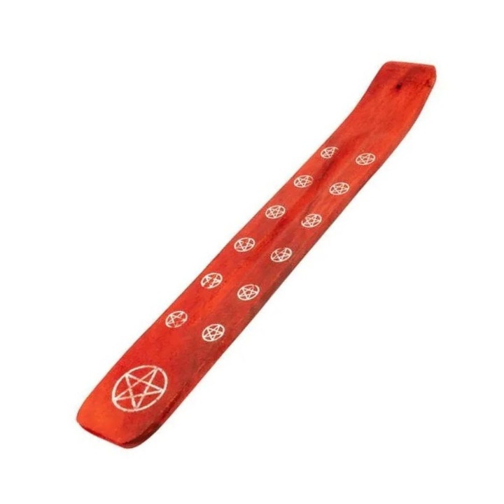 Suport betisoare parfumate, Dodaco, lemn rosu-portocaliu, 26cm, design decorativ