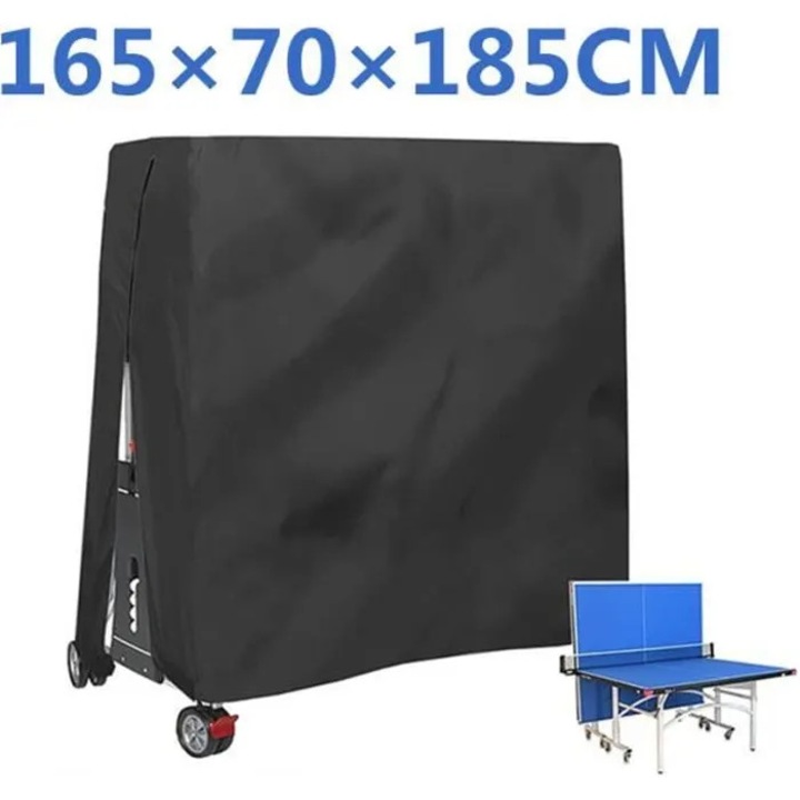 Husa protectie pentru masa de ping pong, 165x70x185cm, impermeabila, rezistenta la soare, neagra