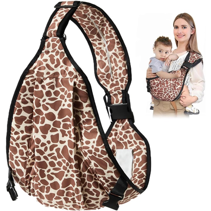 Marsupiu pentru bebelusi, leopard, material natural, usor de utilizat, 3-25 kg