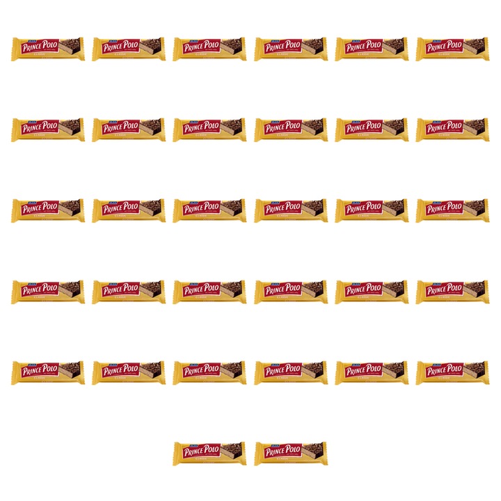 Napolitana Prince Polo Classic, cu umplutură de cacao, set de 32 buc., 35 g fiecare, acoperită cu ciocolată