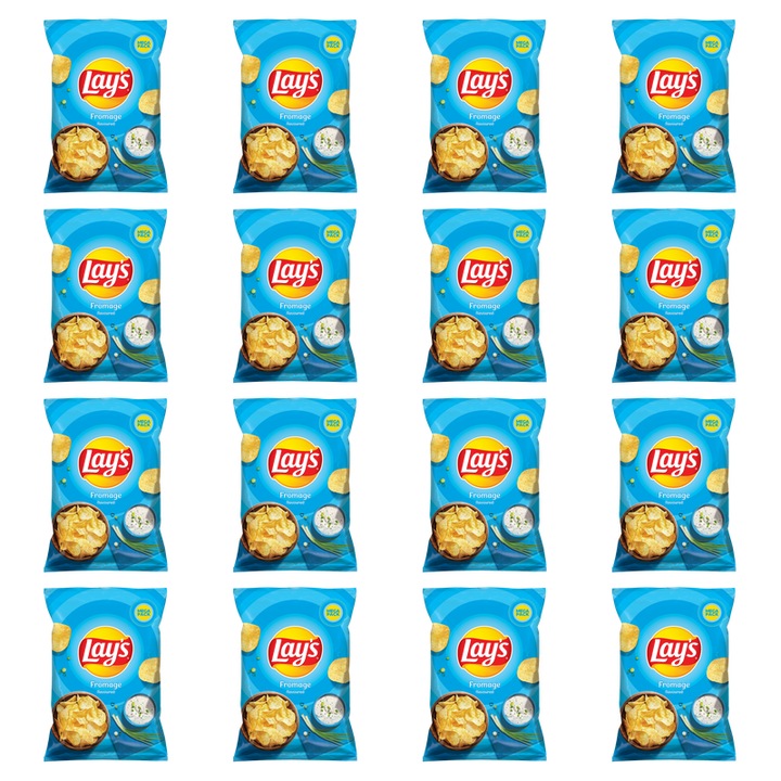 Chipsuri de cartofi, Frito-Lay, branza, set 16 pachete, 200 g, aroma de crema de branza cu ierburi