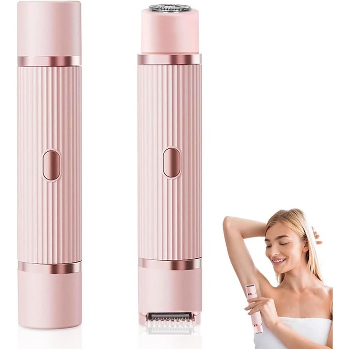 Epilator electric pentru femei, 2 in 1, capete duble, waterproof, pentru picioare, corp, subrat, zona bikini, fata, set complet.