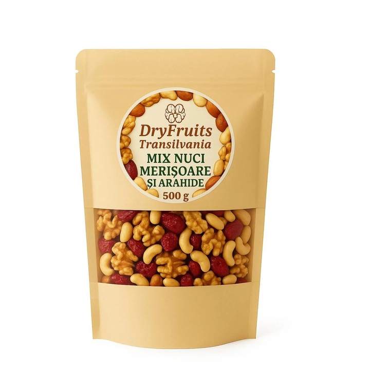 Mix de fructe, DRY FRUITS TRANSILVANIA, Mix nuci, merisoare si arahide 500 g