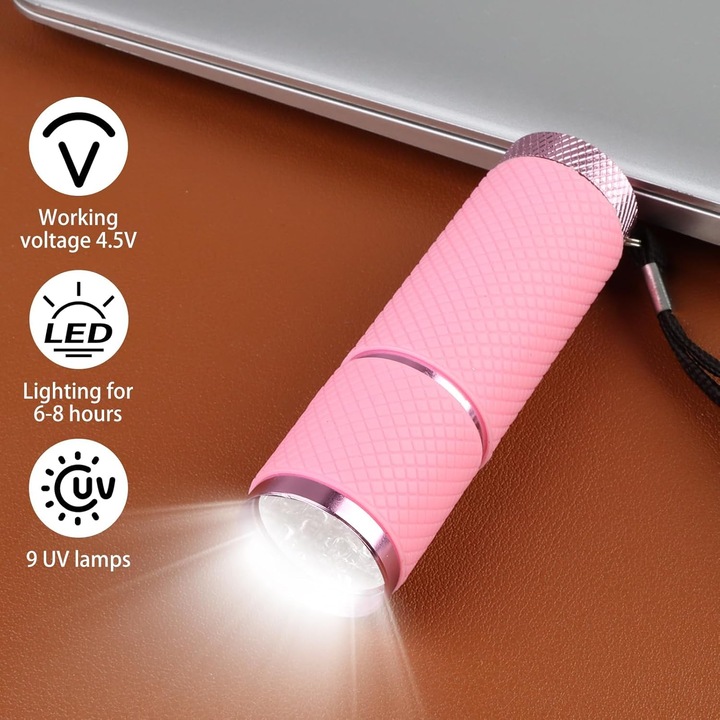 Lanterna LED mini, 9 LED-uri, albastru, compacta, rezistenta la apa, 3xAAA, set 2 bucati