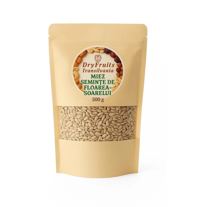 Seminte de floarea soarelui, DRY FRUITS TRANSILVANIA, Miez de seminte floarea-soarelui crud, 500 g
