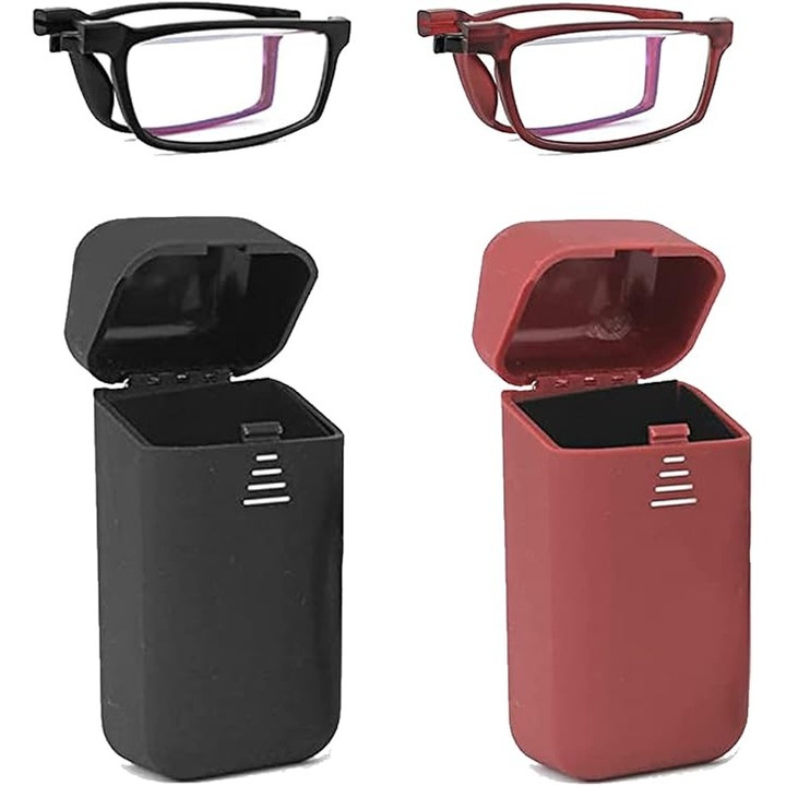 Ochelari de vedere pliabili, set 2 perechi, cu filtre pentru lumina albastra, design ultrausor, carcase rigide, 3.0